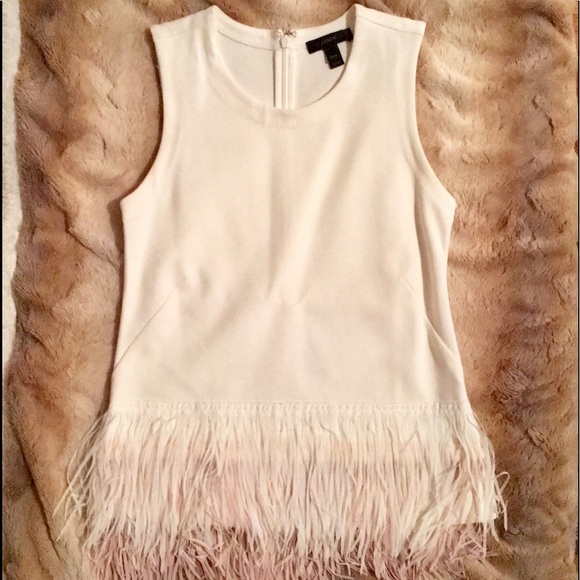 J. Crew Tops - J.Crew ivory top with ombre fringe hem XXXS/XXS